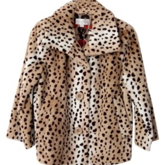 erin london Jackets & Blazers - Erin London Leopard Print Faux Fur Jacket Coat S